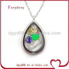 stainless steel magnetic drop glass locket memory pendant